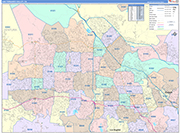 San Fernando Valley Metro Area Wall Map Color Cast Style